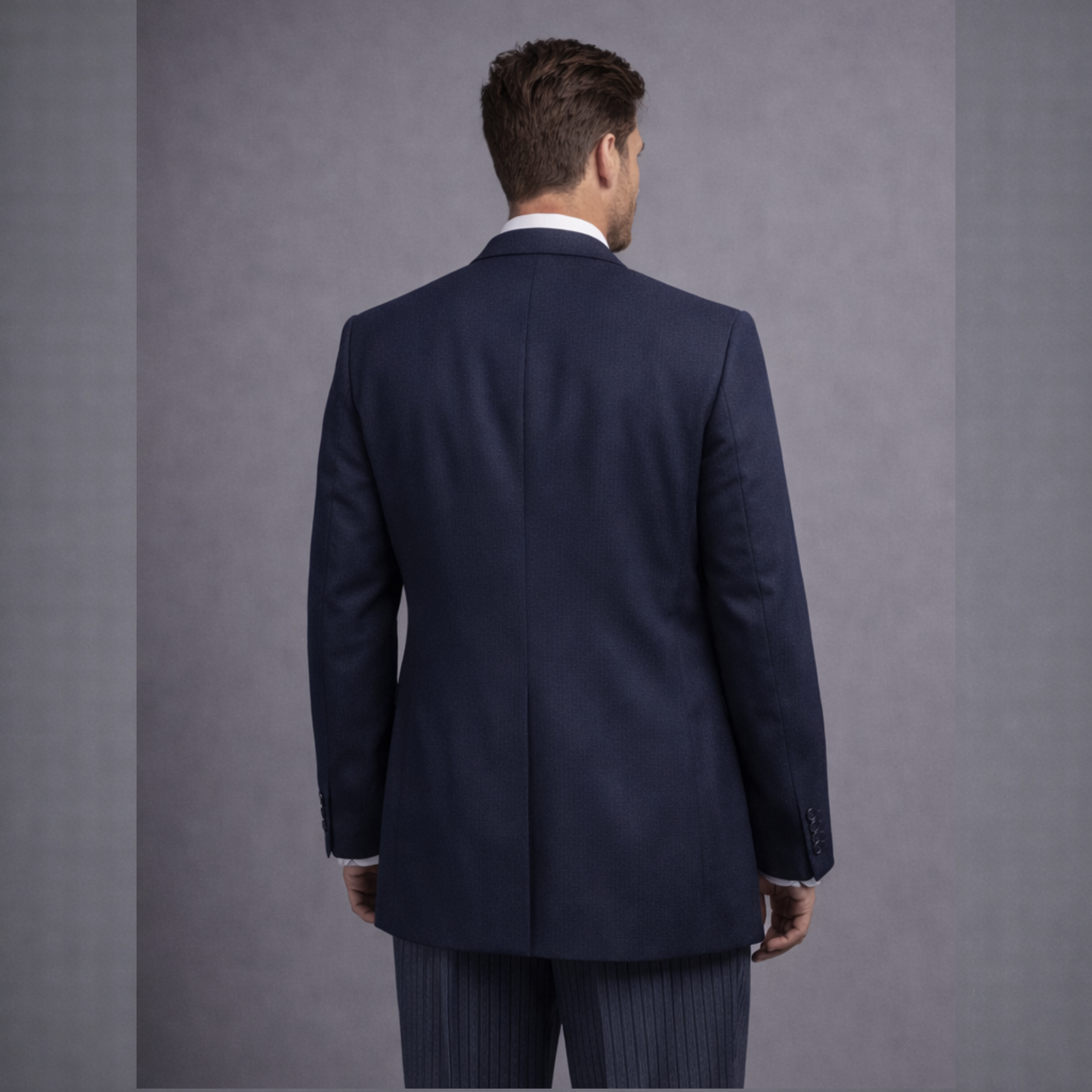 Navy Herringbone Classic 3pc (Hire)