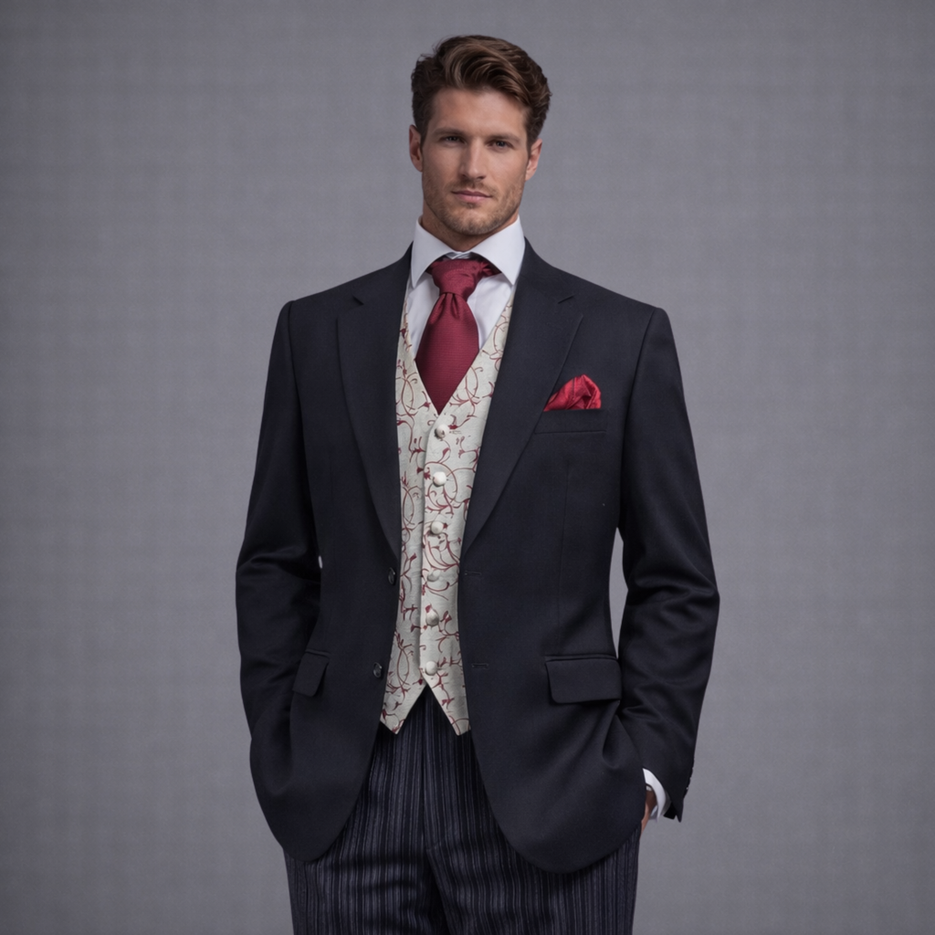 Black Herringbone Classic 3pc (Hire)