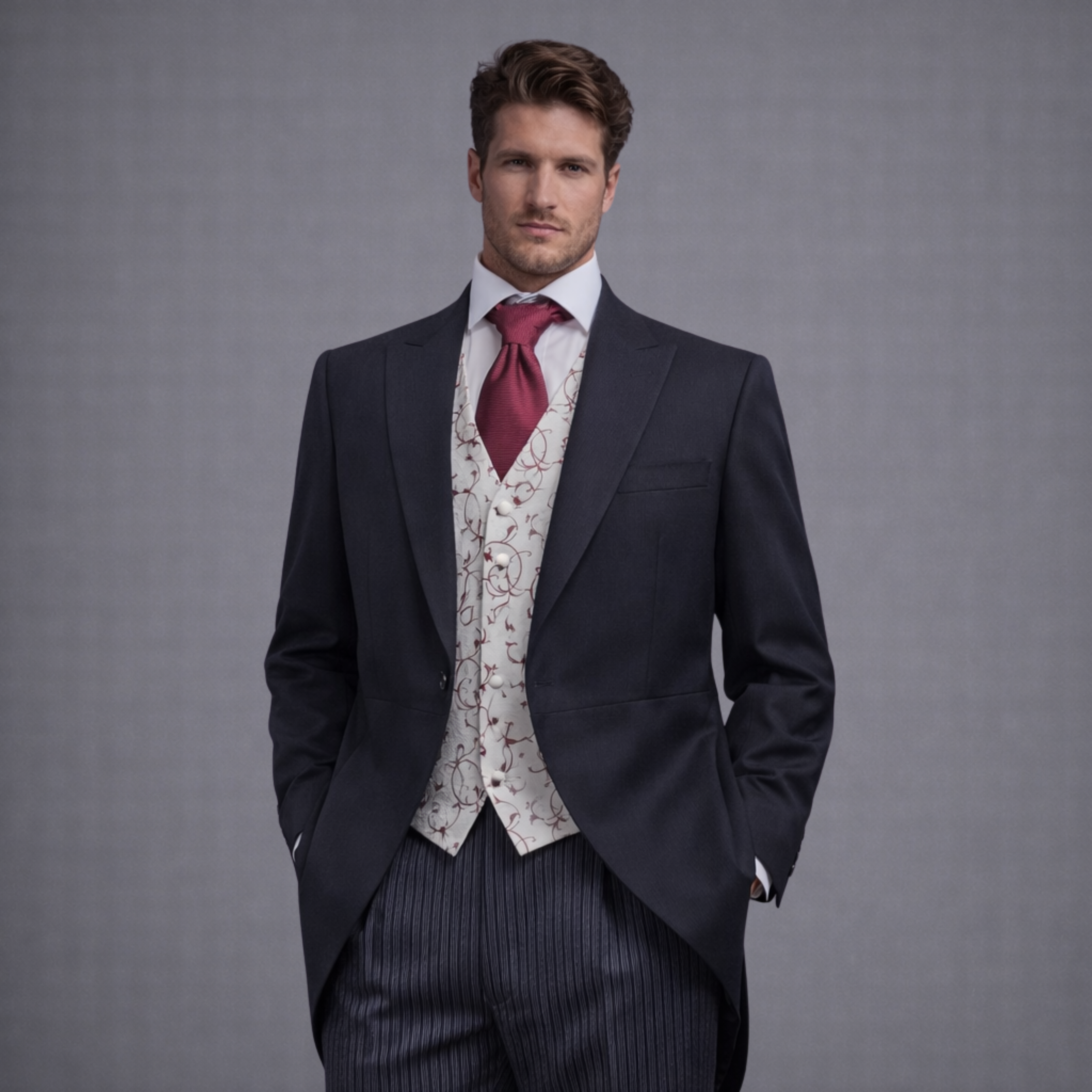 Black Herringbone Tailcoat 3pc (Hire)