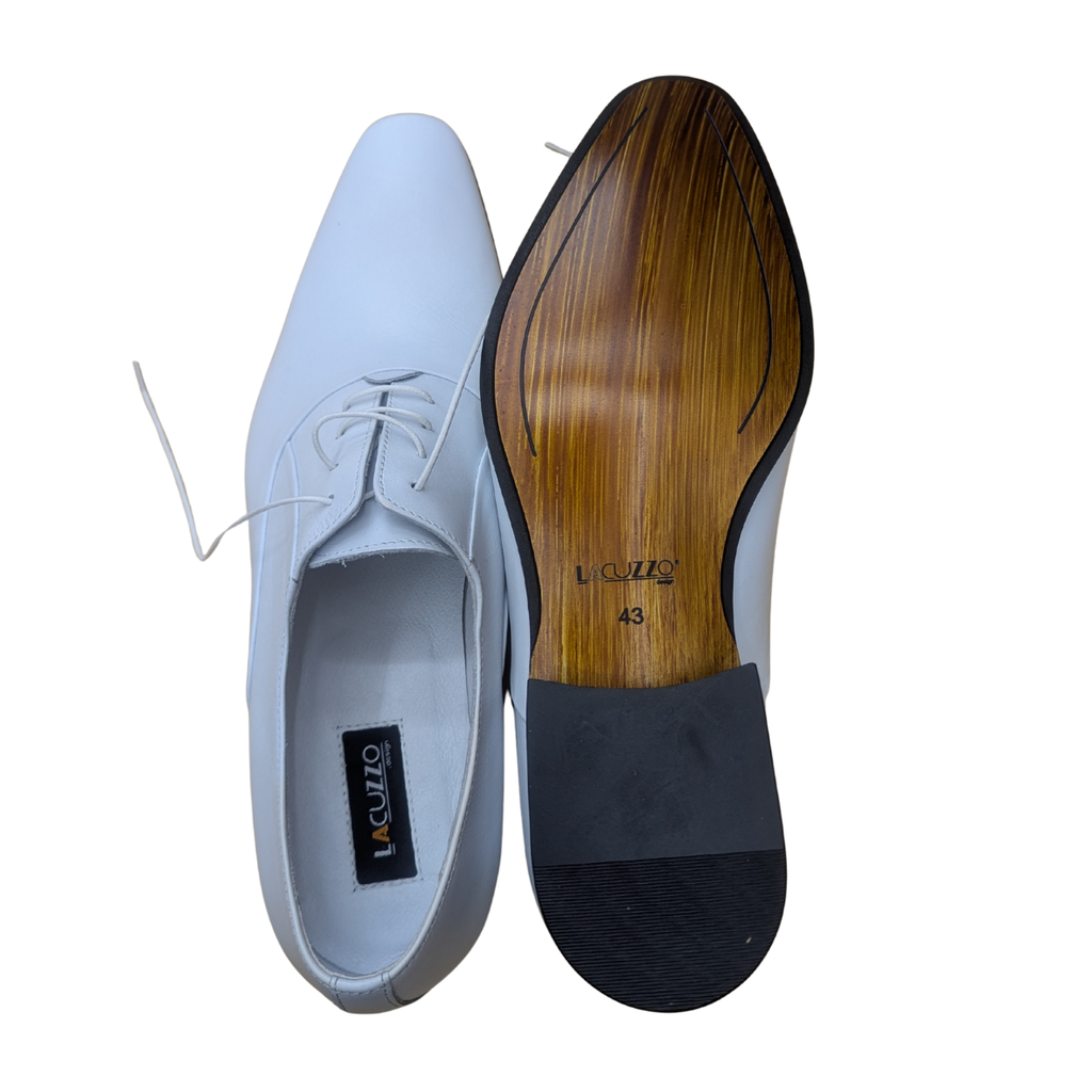 Lacuzzo White Leather Oxford Shoes