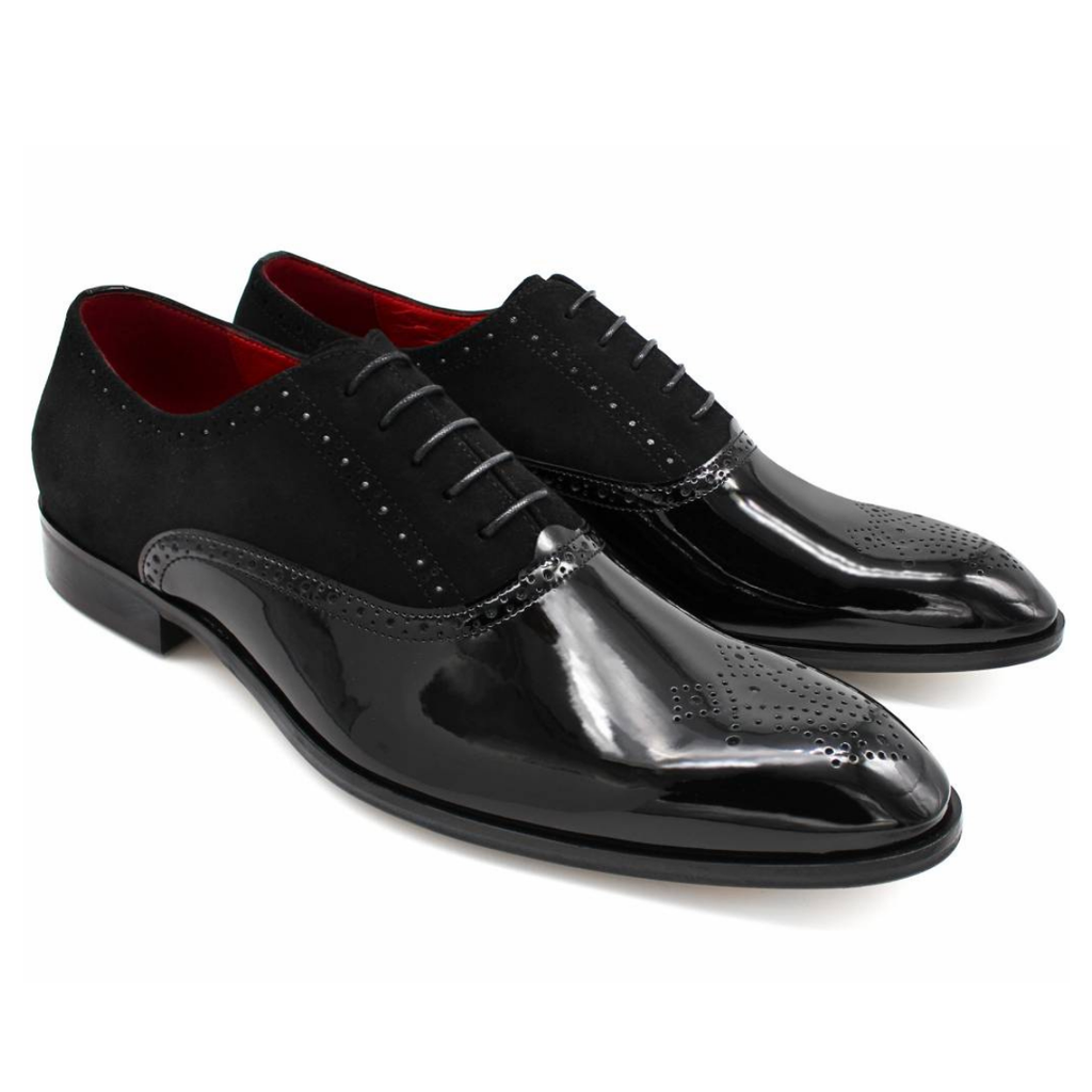 Lacuzzo Black Patent & Suede Oxford Brogues