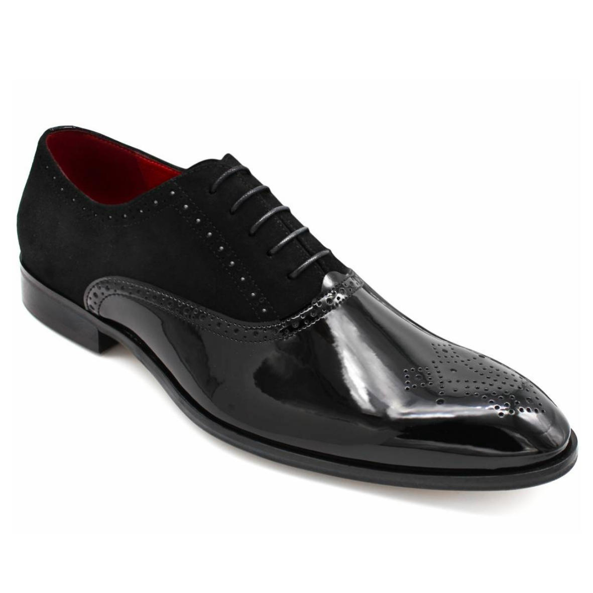 Lacuzzo Black Patent & Suede Oxford Brogues