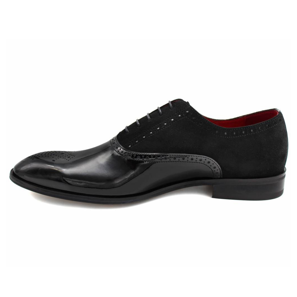 Lacuzzo Black Patent & Suede Oxford Brogues