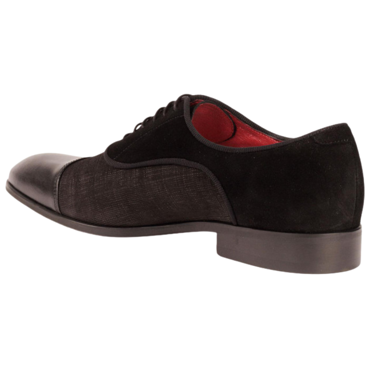 Lacuzzo Black Textured Toe Cap Oxford Shoes