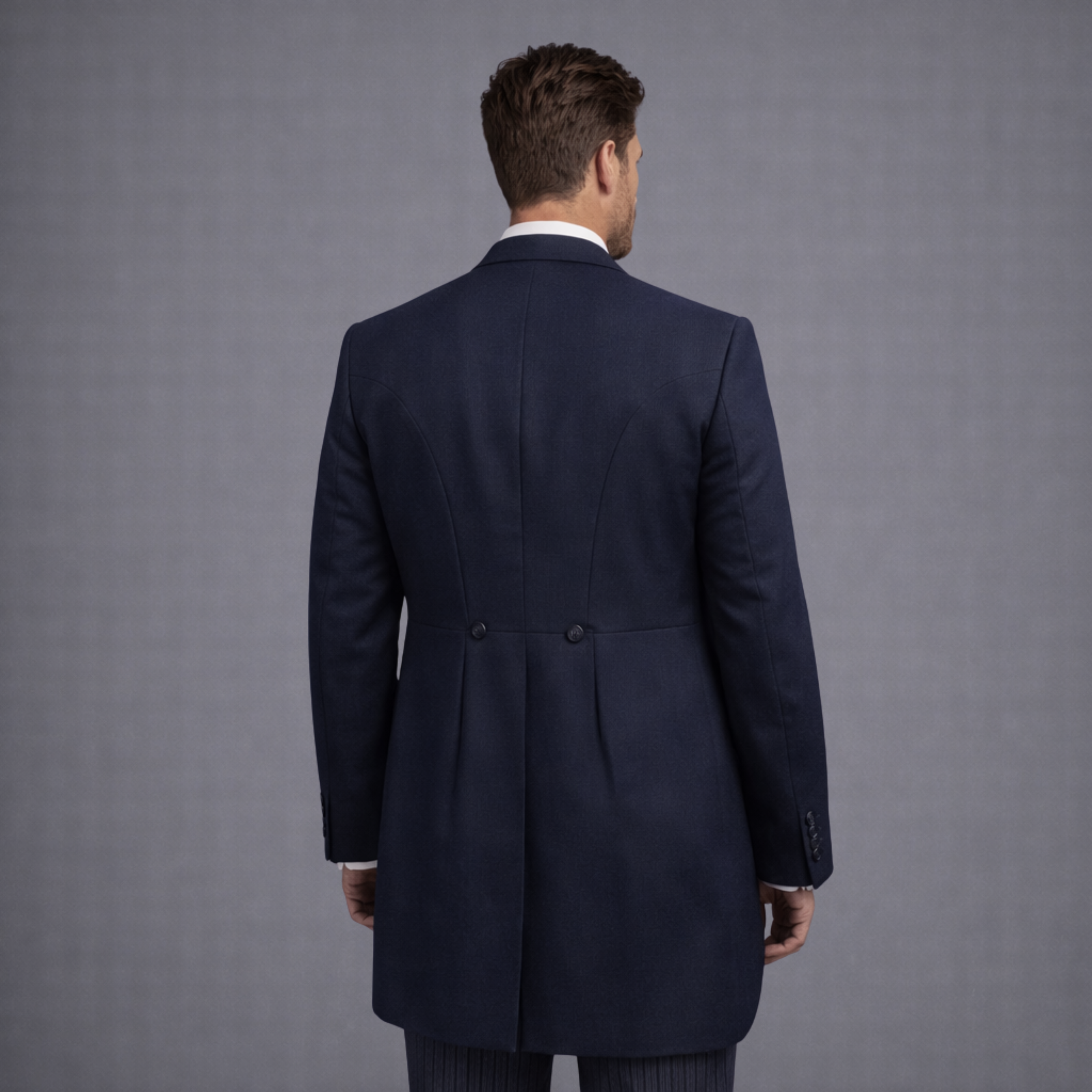 Navy Herringbone Tailcoat 3pc (Hire)