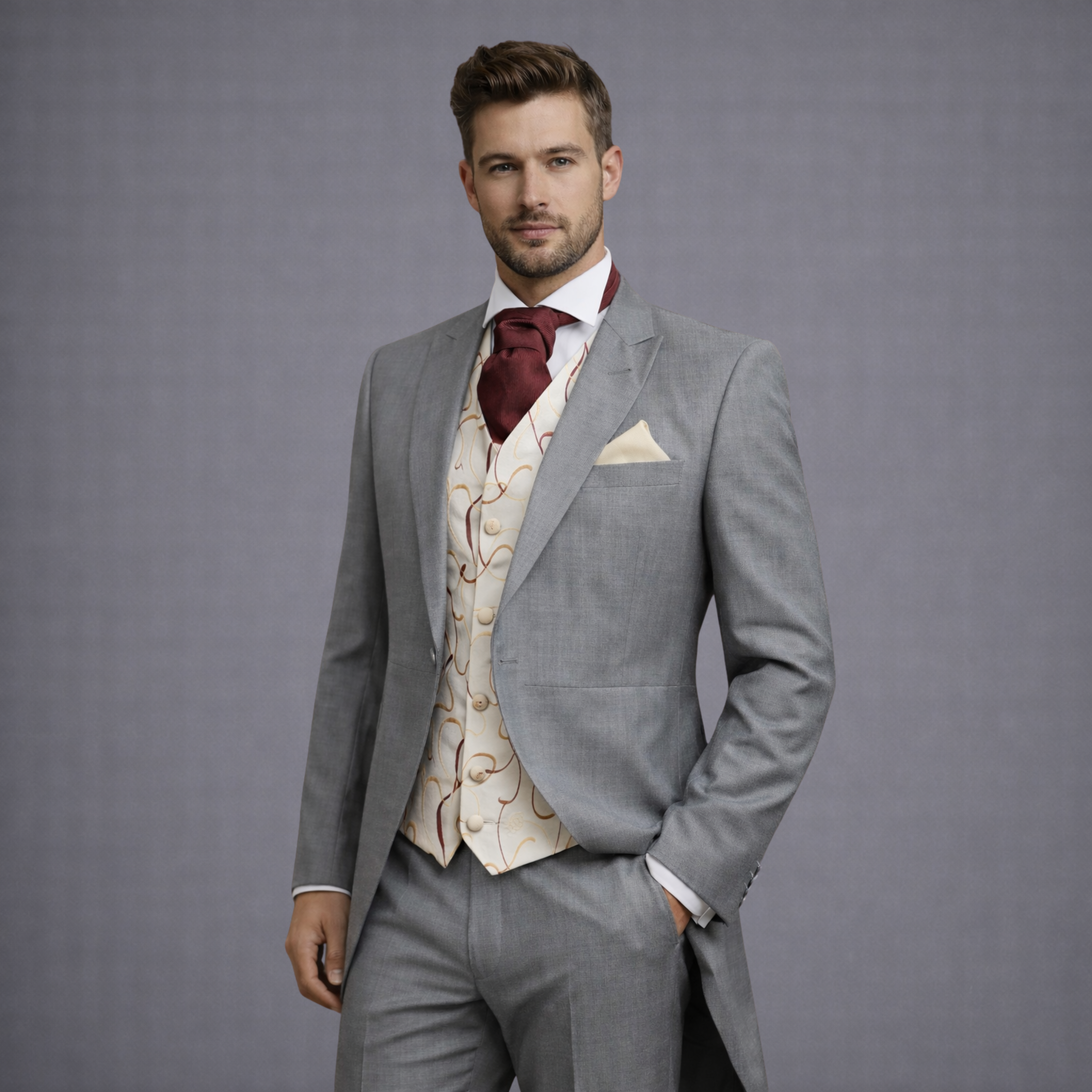 Silver-Grey Tailcoat 3pc (Hire)