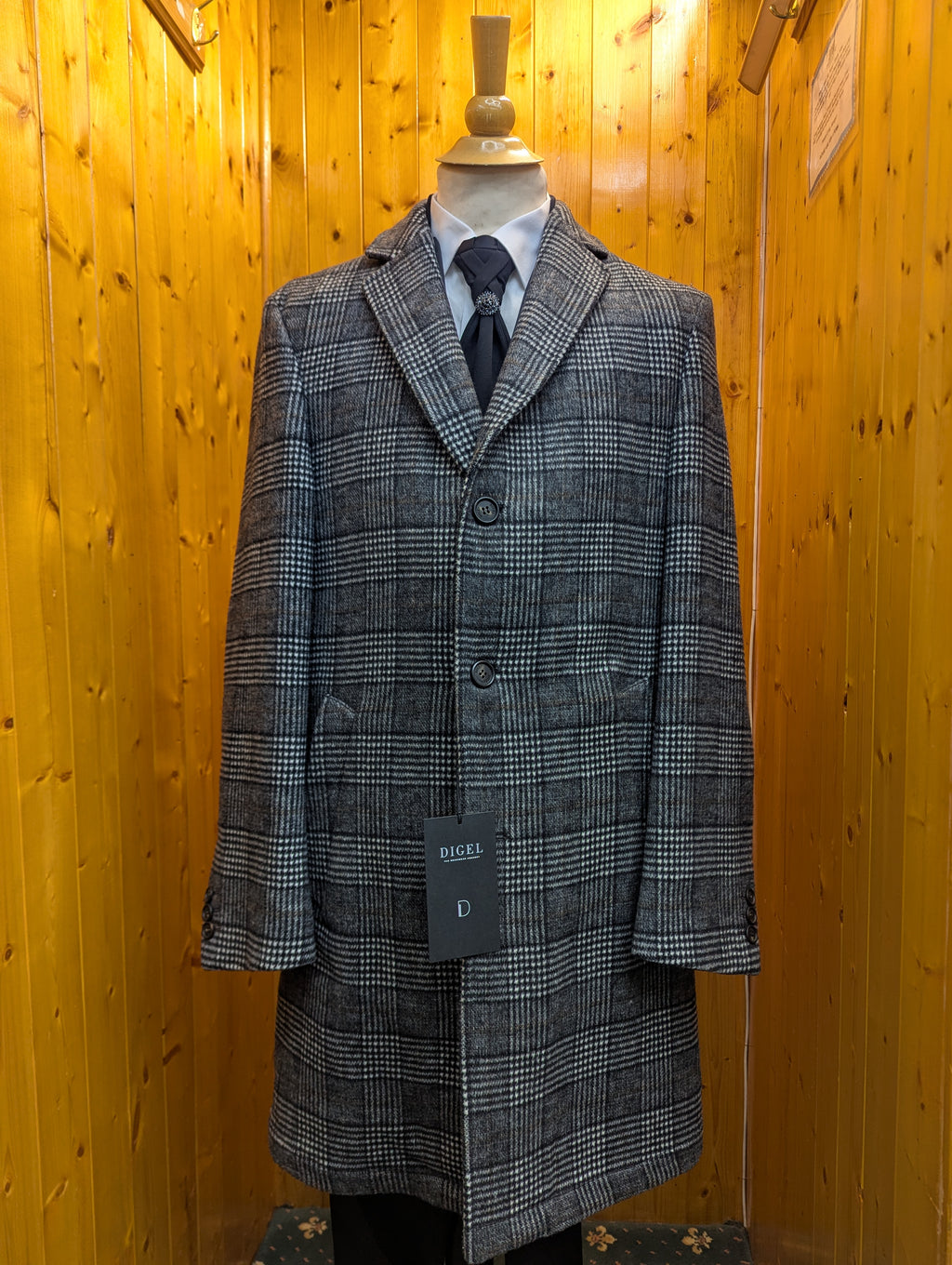 Grey Check Digel Overcoat