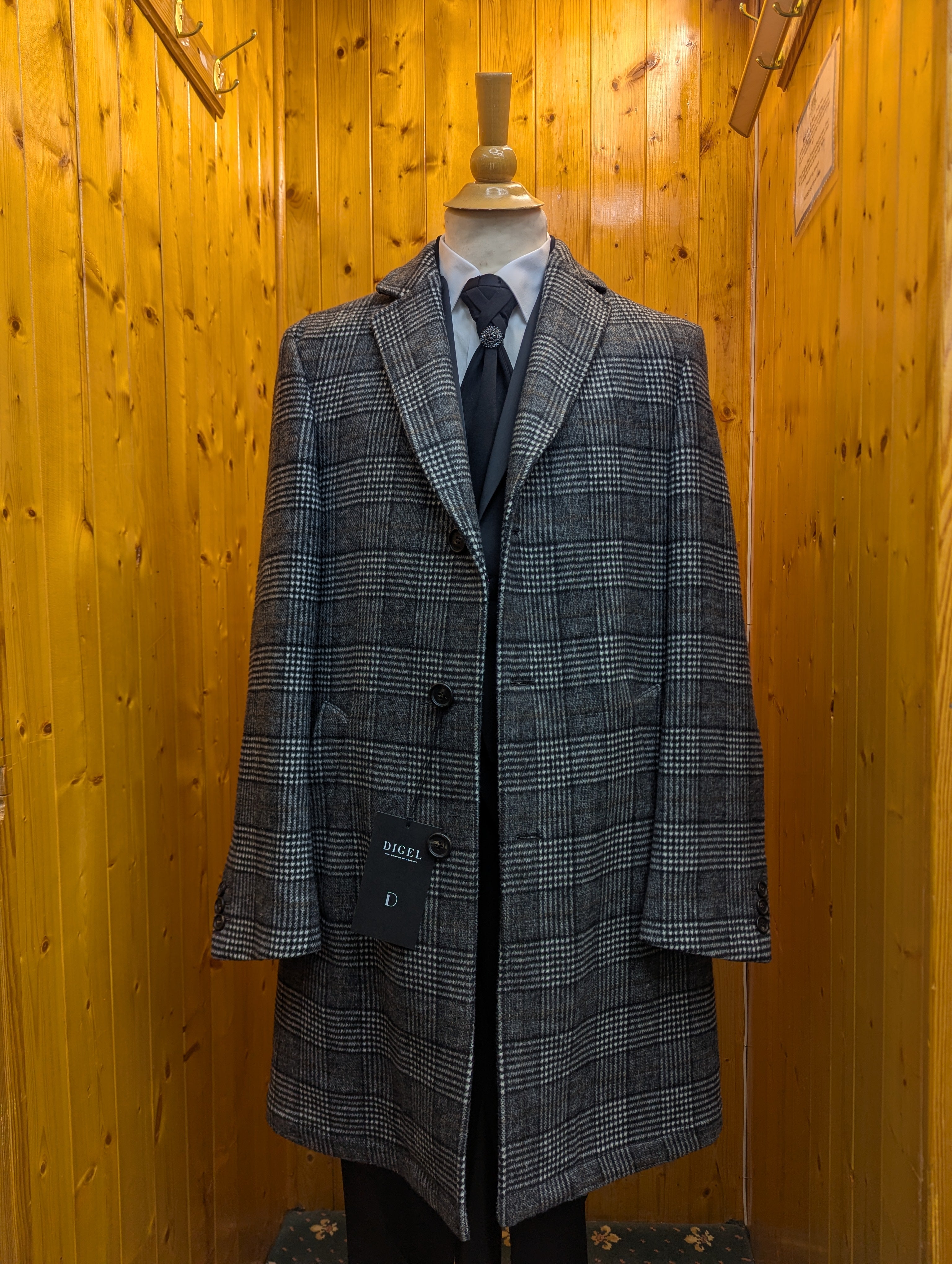 Grey Check Digel Overcoat