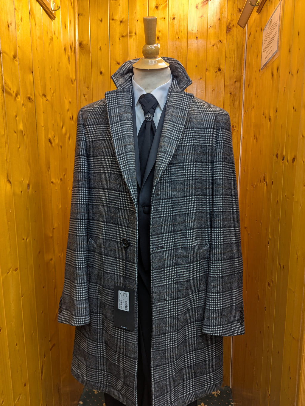 Grey Check Digel Overcoat